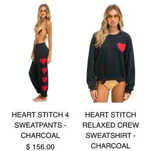 NWT Aviator Nation Heart Stitch Sweatshirt and Sweatpants Set